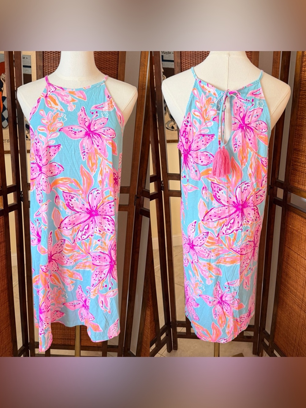Lilly Pulitzer Margot Dress in Surf Blue Bonita Blooms size Medium
